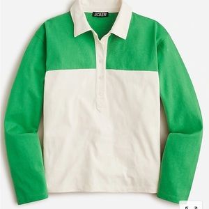 Long-sleeve polo shirt in colorblock